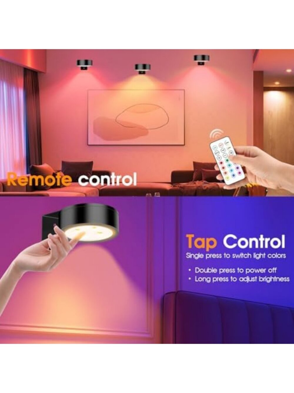 RGB Color Changing LED Picture Frame Lights - Rechargeable, Remote Control - Picture 5 of 7
